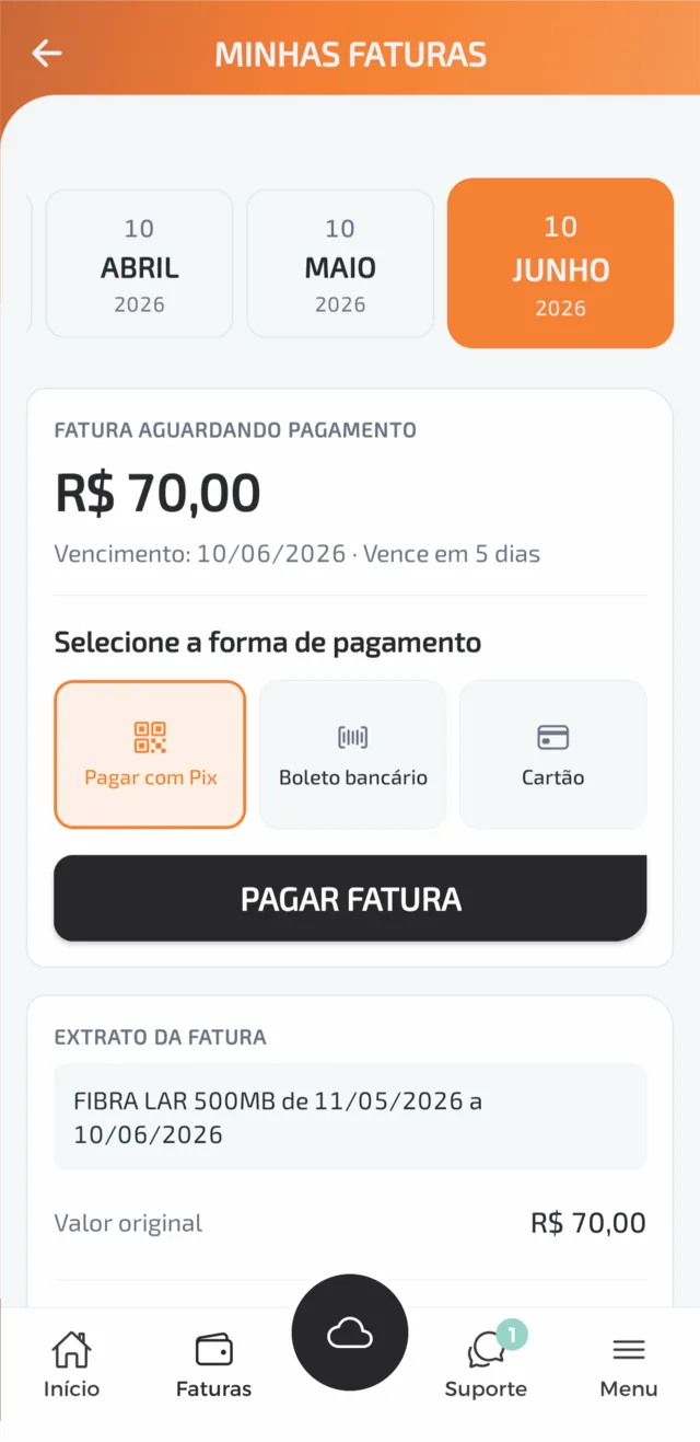 hostcel faturas aplicativo para provedor
