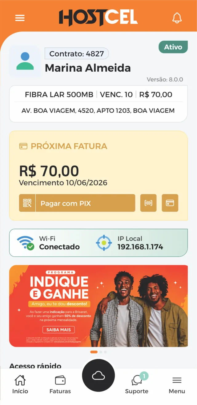hostcel home aplicativo para provedor